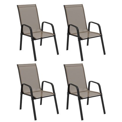 Set of Four Stackable Mesh Seat Chairs - Grey
