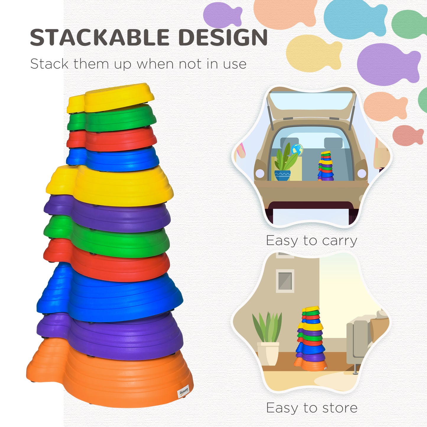 11 Piece Kids Balance Stepping Stones - Multicoloured