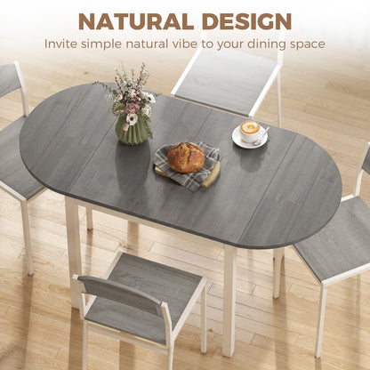 4-6 Person Wooden Drop-Leaf Table - Grey