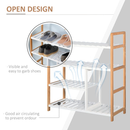 4 Tier Shoe Racks Storage Stand Shelf Organizer Wood Frame 78 x 68 x 26 cm Hallway Furniture