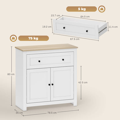 Sideboard Storage Cabinet, Morden Kitchen Cupboard with Adjustable Shelf, Drawer and Double Doors, Sideboard for Living Room