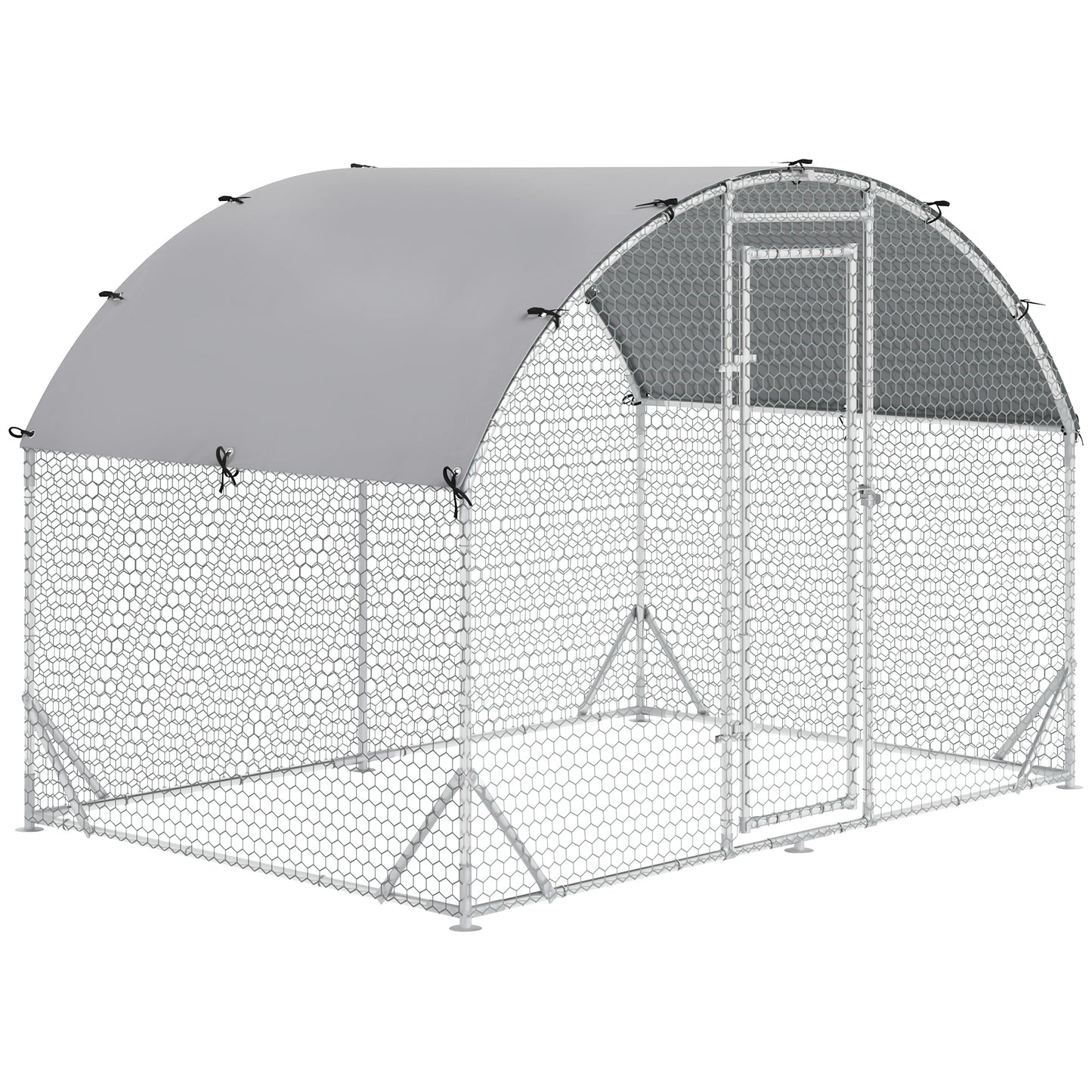 Walk In Chicken Run Galvanised Chicken Coop Hen Poultry House Cage Water-Resist Cover, Silver