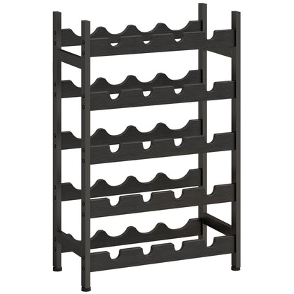 Wine Rack Freestanding Industrial Liquor Cabinet 5-Tier 20 Bottles Bar Stand with Adjustable Feet, Black