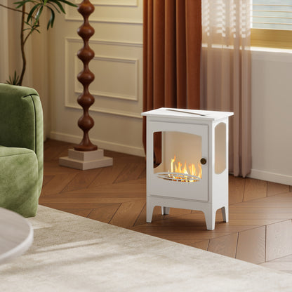 Freestanding Ethanol Fireplace, Steel Bioethanol Fireplace with Stainless Steel Flame Snuffer, 0.9L Tank
