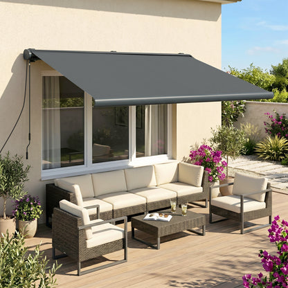 4 x 3(m) Full Cassette Electric Awning with Remote Controller, Aluminium Frame DIY Retractable Garden Awning
