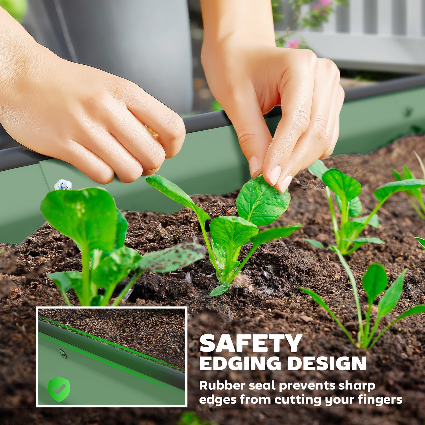 Set of Two 181 x 93cm Steel Planters - Green