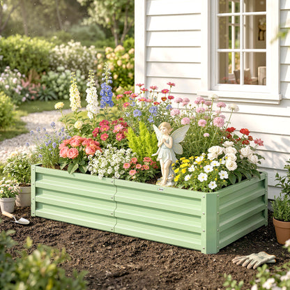 Raised Beds for Garden, Galvanised Outdoor Planters, for Herbs and Vegetables, Use for Patio, Garden, Balcony