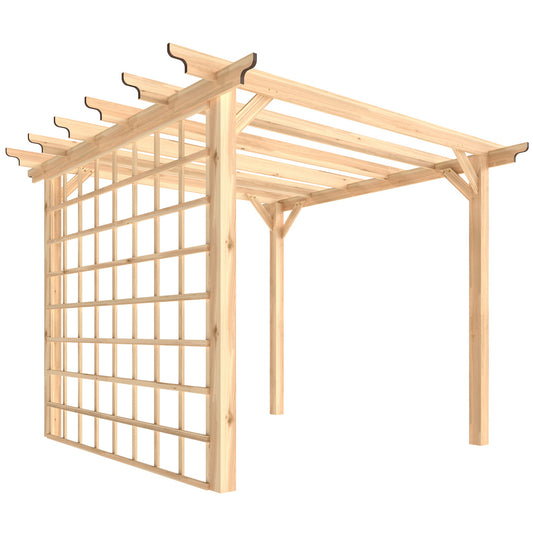 3 x 3 m Wooden Pergola Kit, Garden Pergola Gazebo Arch with Trellis for Climbing Vines, Flowers, Nature Wood Finish