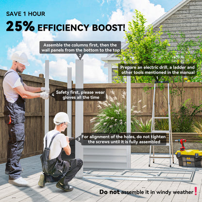 7 x 4ft Garden Shed, Easy to Assemble, Upgraded Galvanised Steel Frame with Foundation Kit, Double Doors with Lock