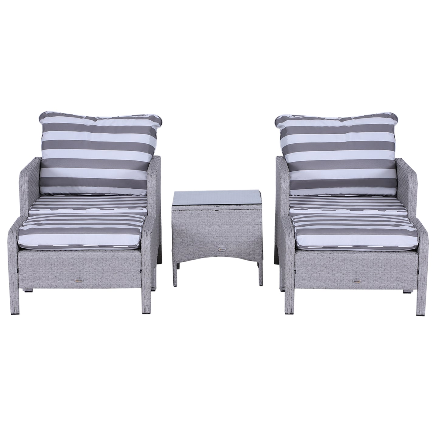 5 Pieces PE Rattan Garden Furniture Set with 10cm Thick Padded Cushions, Wicker Weave Outdoor Seating Chairs