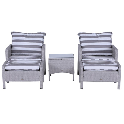 5 Pieces PE Rattan Garden Furniture Set with 10cm Thick Padded Cushions, Wicker Weave Outdoor Seating Chairs
