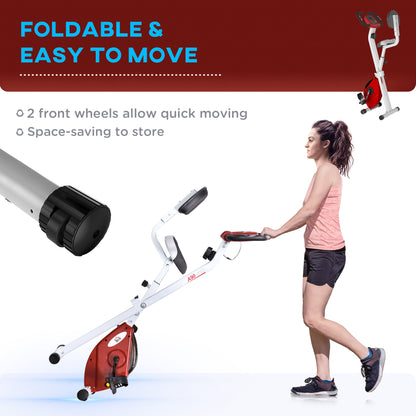 Folding Exercise Bike, Fitness Bicycle Indoor Trainer, Quiet 8-Level Magnetic Resistance, with LCD Monitor