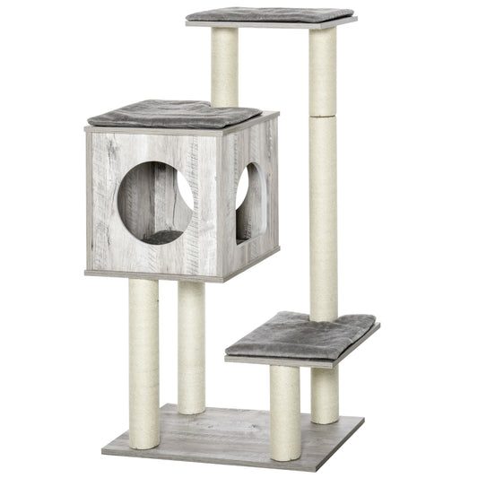 Cat Tree for Indoor Large Cats 113cm Kitten Tower Condo Jute Scratching Post Kitten Play House Activity Center Furniture