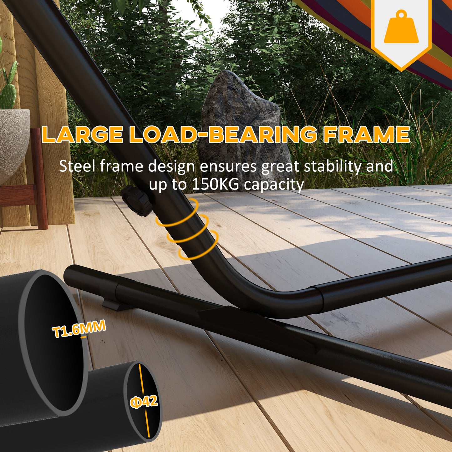9.4ft Hammock Stand with Side Tray Stand, Steel Frame Hammock Net Stand, for String-style, Brazilian-style, Flat-style