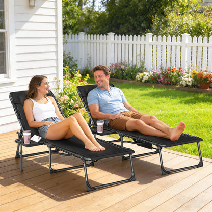 Five-Position Reclining Sun Loungers Set of 2 - Black
