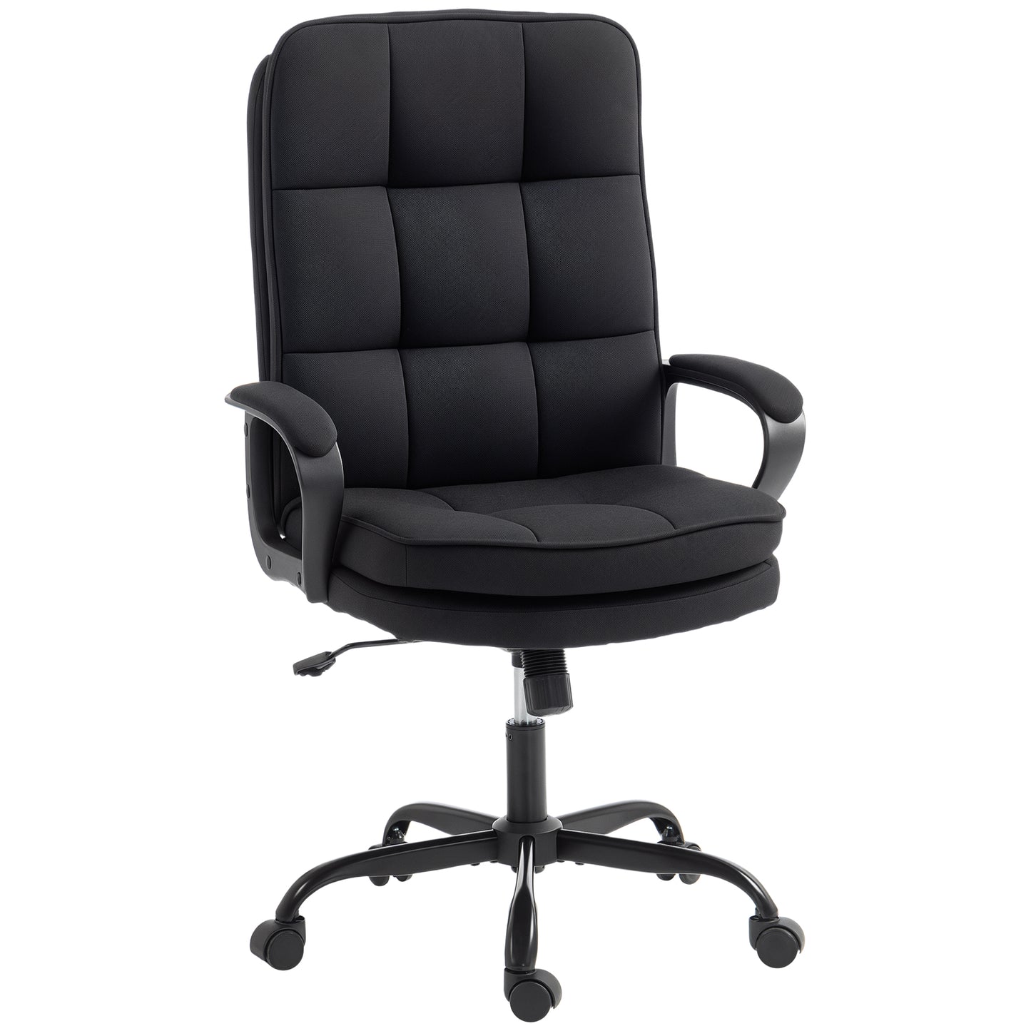 Double Padded Linen-Look Office Chair - Black