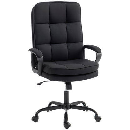Double Padded Linen-Look Office Chair - Black