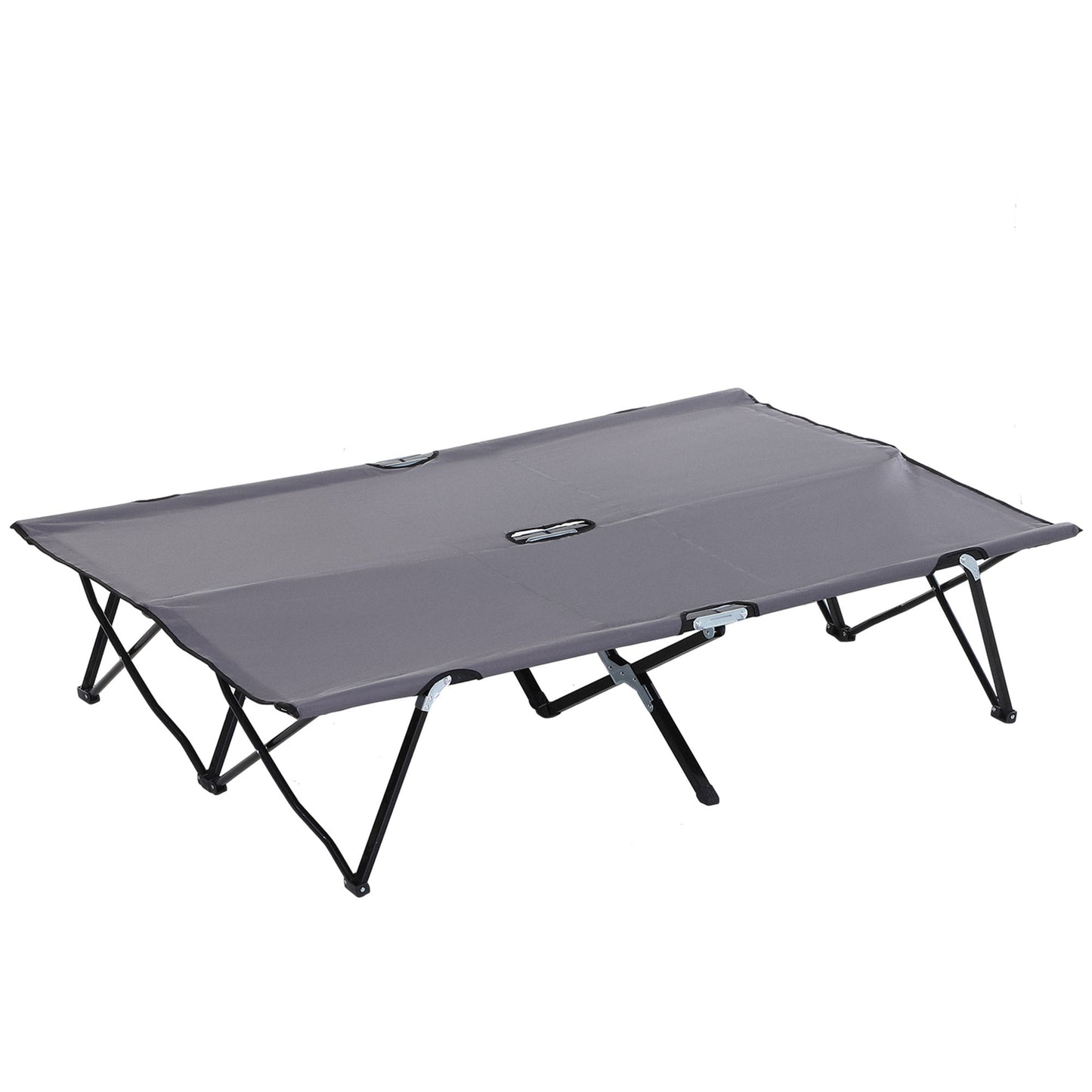 Double Camping Cot Bed, with Bag - Grey