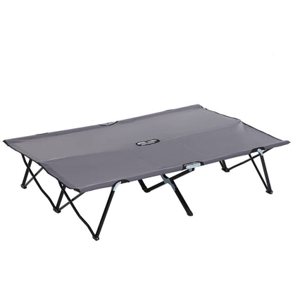 Double Camping Cot Bed, with Bag - Grey