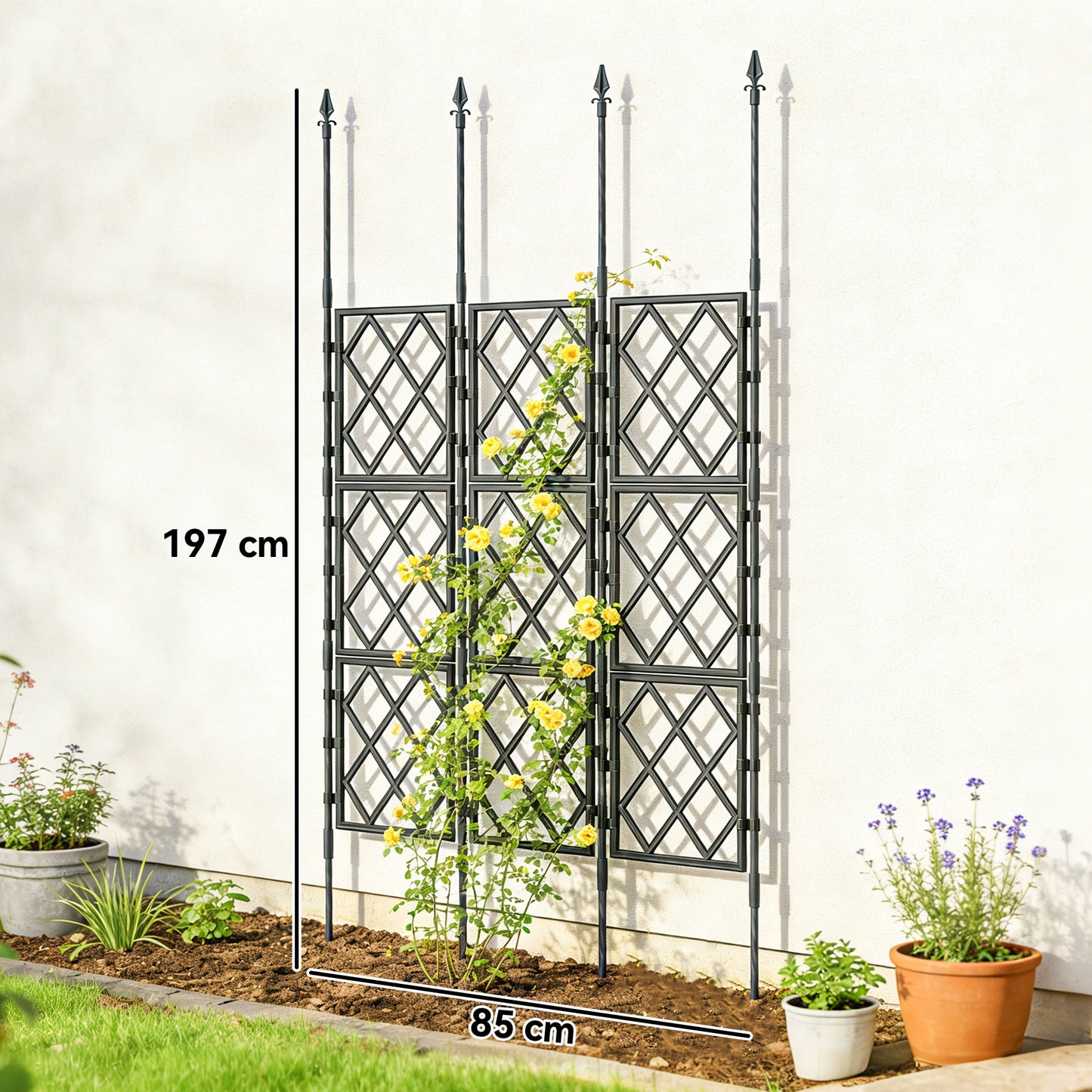 Foldable Garden Trellis, Lattice Climbing Support Trellis for Garden, DIY Assembly, 85 x 197 cm, Black
