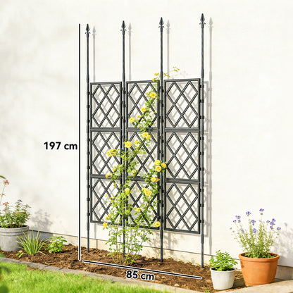 Foldable Garden Trellis, Lattice Climbing Support Trellis for Garden, DIY Assembly, 85 x 197 cm, Black