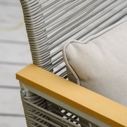 4 Pieces Rattan Garden Furniture Set - Grey