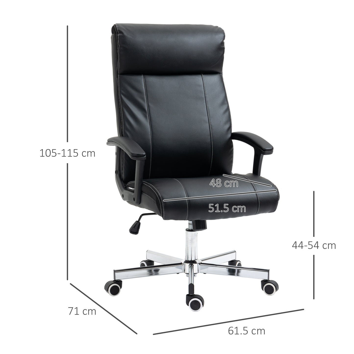 Massage Office Chair, PU Desk Chair with 6 Point Massage, High Back Computer Chair with Metal Legs, Thick Seat