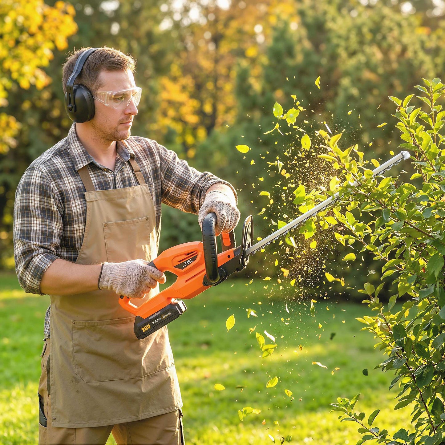 20" Cordless Hedge Trimmer, 18V Electric Hedge Cutter with 51cm Dual Action Blade, 2000mAh Battery and Charger