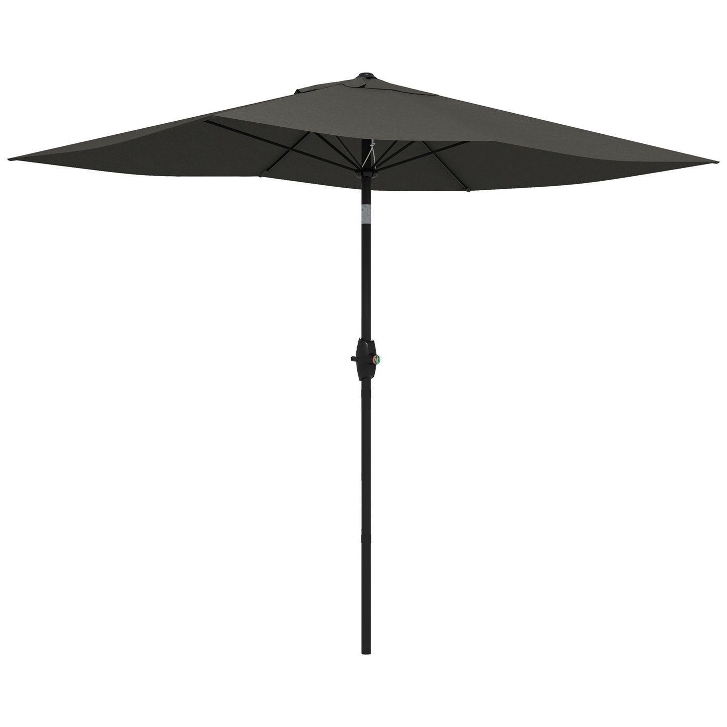 2 x 3(m) Garden Parasol Umbrella, Rectangular Outdoor Market Umbrella Sun Shade with Crank & Push Button Tilt, 6 Ribs