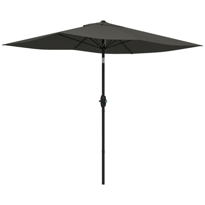 2 x 3(m) Garden Parasol Umbrella, Rectangular Outdoor Market Umbrella Sun Shade with Crank & Push Button Tilt, 6 Ribs