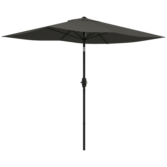 2 x 3(m) Garden Parasol Umbrella, Rectangular Outdoor Market Umbrella Sun Shade with Crank & Push Button Tilt, 6 Ribs