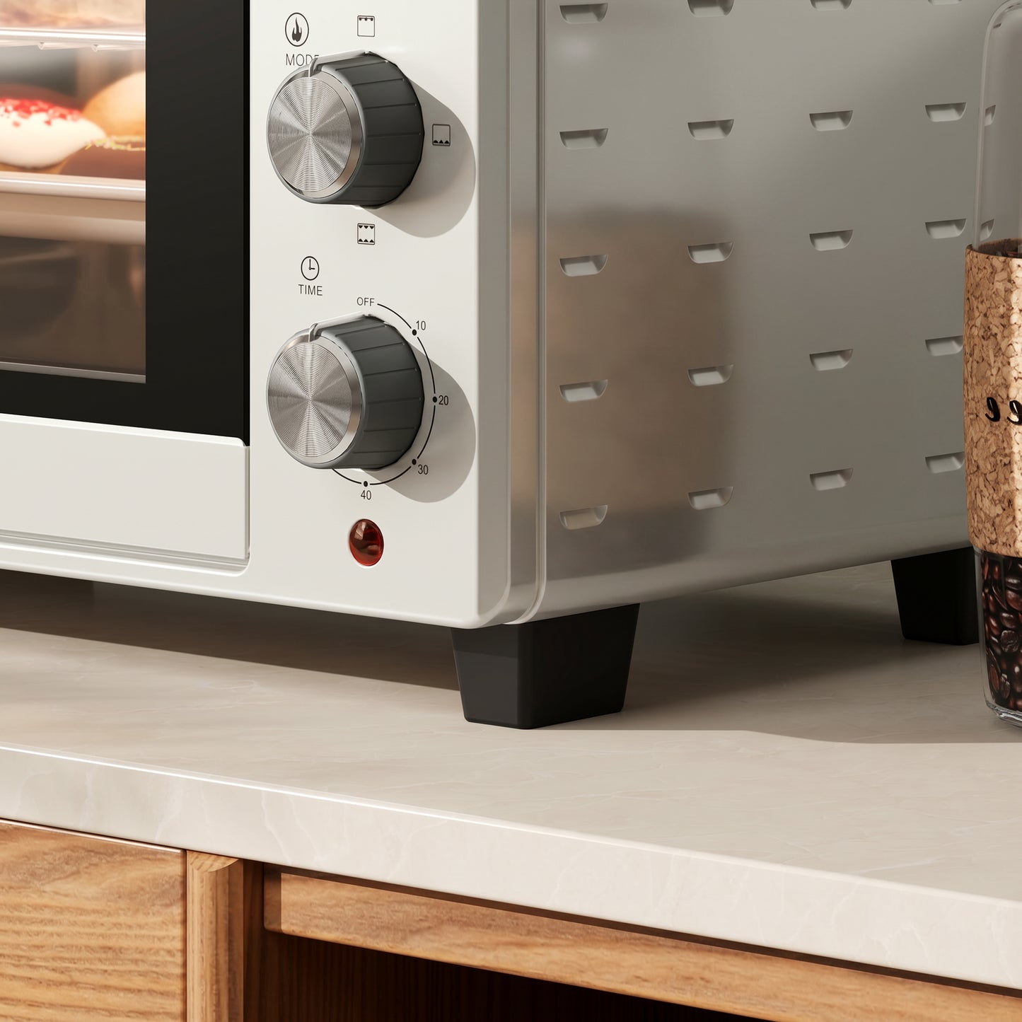 21L Mini Countertop Oven, 100°C-230°C Adjustable Temp - Silver Tone