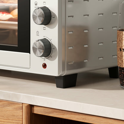 21L Mini Countertop Oven, 100°C-230°C Adjustable Temp - Silver Tone