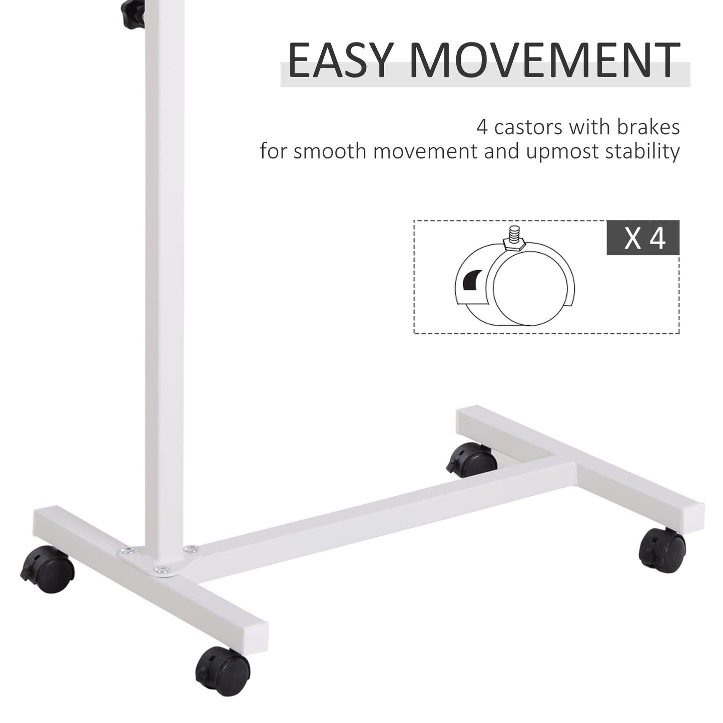 Height Adjustable Over Bed Table with Wheels, C Shaped Laptop Desk, Portable Hospital Bed Table for Living Room, Bedroom