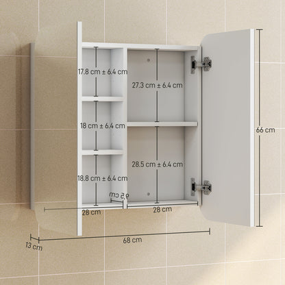Arched Bathroom Mirror Cabinet with Adjustable Shelves - White