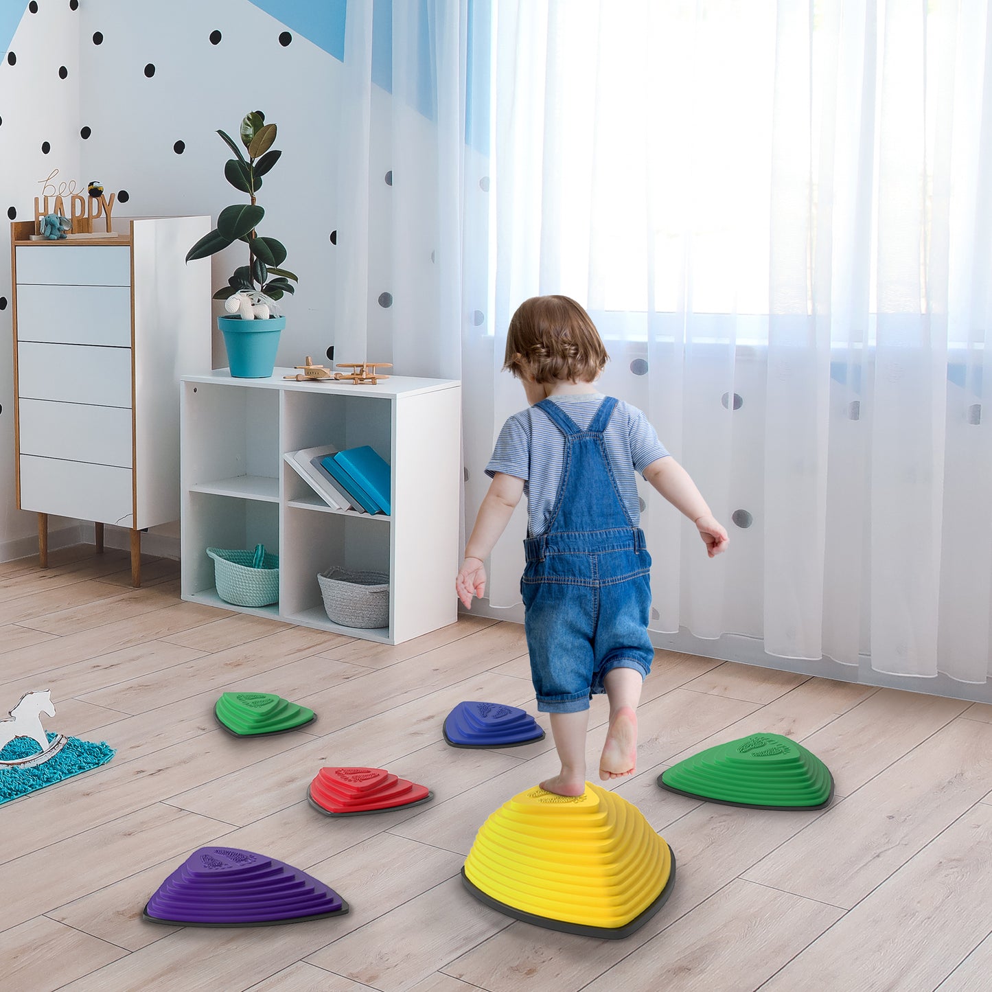 6-Piece Stepping Stones for Kids, Stackable Sensory Toys Outdoor Indoor, Obstacle Course for Balance and Motor Skills