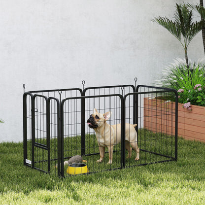 Six-Panel Dog Playpen with Door, for Small Dogs, Indoors, Outdoors, 60cm Tall, Black