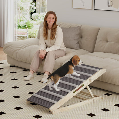 Dog Ramp for Couch, Adjustable Folding Pet Ramp, 4 Adjustable Height Dog Climbing Ladder, 35/43/47/50 cm Height