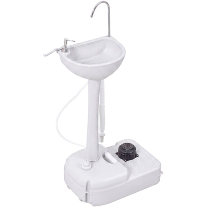 Camping Sink, 17L Portable Hand Wash Station with Towel Holder, Soap Dispenser and Rolling Wheels, Outdoor Sink for Events