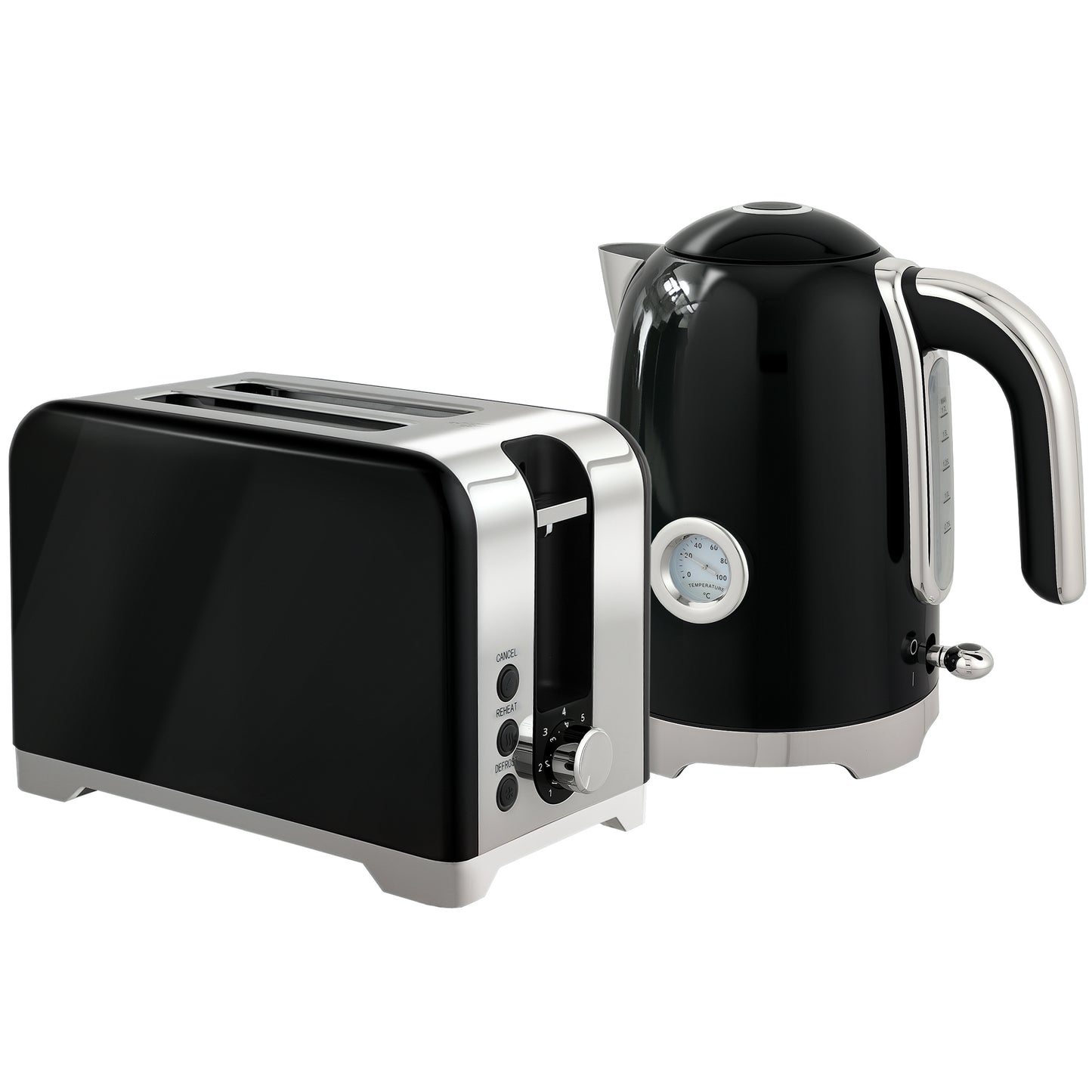 Retro Toaster and Kettle Set - Black