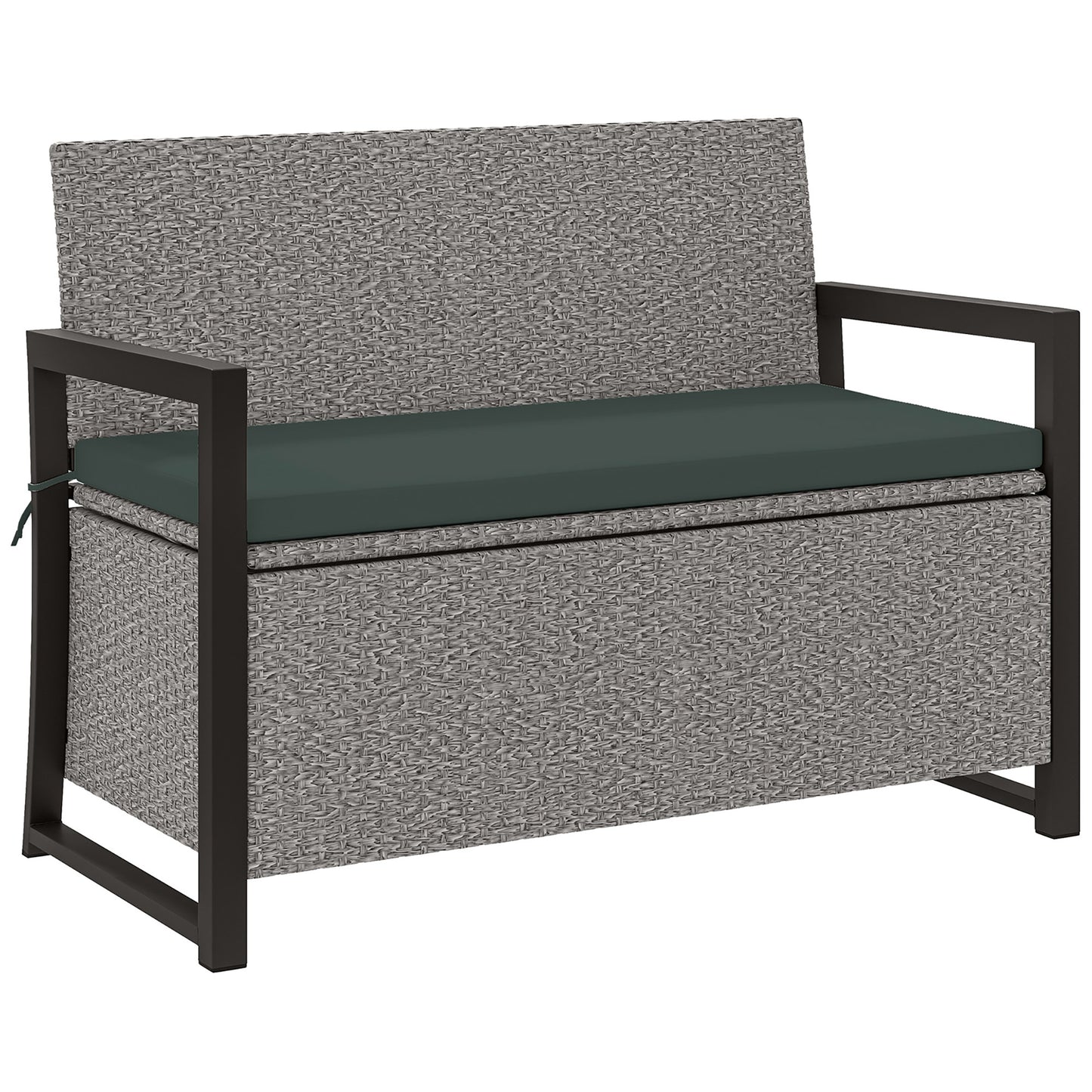 151.5L Storage Garden Bench, with Cushion - Grey