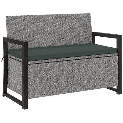 151.5L Storage Garden Bench, with Cushion - Grey