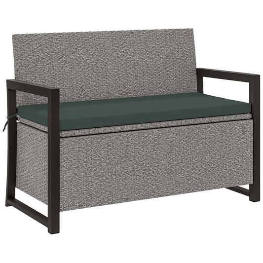 151.5L Storage Garden Bench, with Cushion - Grey