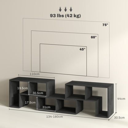 Three-Block Modular TV Stand - Black Wood-Effect
