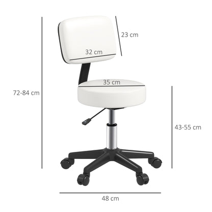 Beautician's Swivel Salon Chair w/ Padded Seat Back 5 Wheels Adjustable Height Salon Hairdressers Tattoo Spa Rolling Cushion