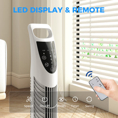 Tower Fan Oscillating 3 Speeds 3 Winds 40W w/ RC Timer Quiet - White