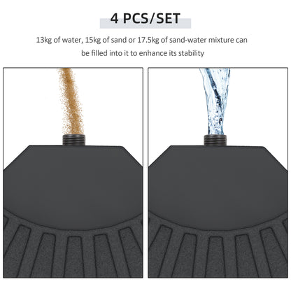 4 PCs 70KG Portable Round Parasol Base Umbrella Cross Stand Weights Holder Sand or Water Filled Outdoor Garden Patio
