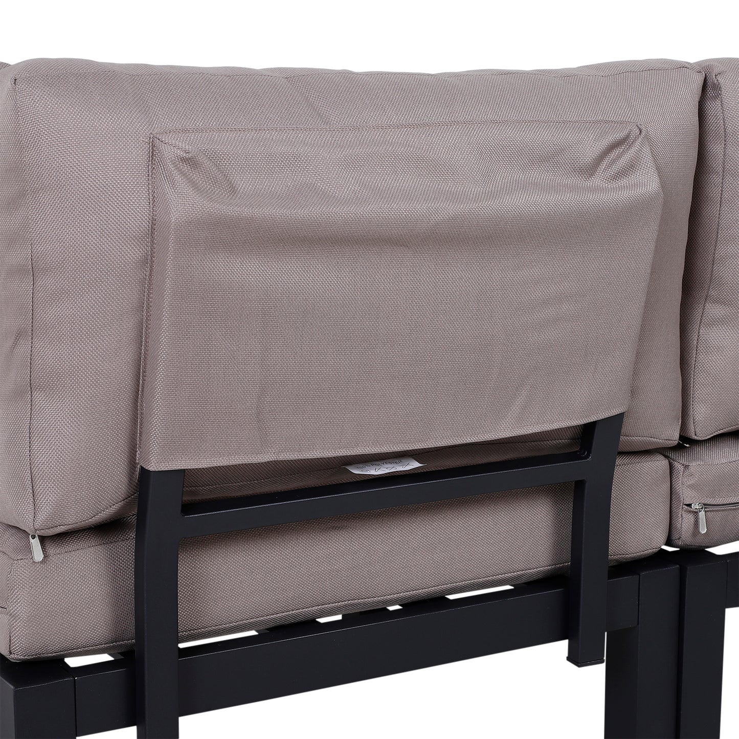 3 Pieces Garden Furniture Set, Aluminium 4 Seater Corner Sofa Set with 2 Loveseats, Black