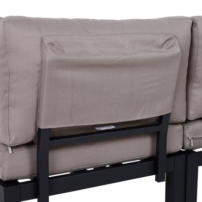 3 Pieces Garden Furniture Set, Aluminium 4 Seater Corner Sofa Set with 2 Loveseats, Black