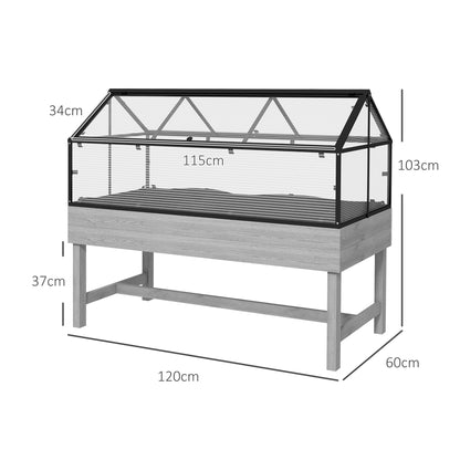 60 x 120cm Raised Garden Bed with Wooden Base - Grey